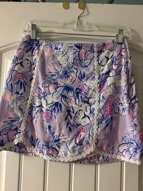 Lilly Pulitzer Lavender Floral Mini Skort with Pink & Blue Accents